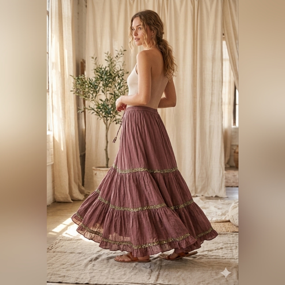 Elegant Brown Maxi Skirt